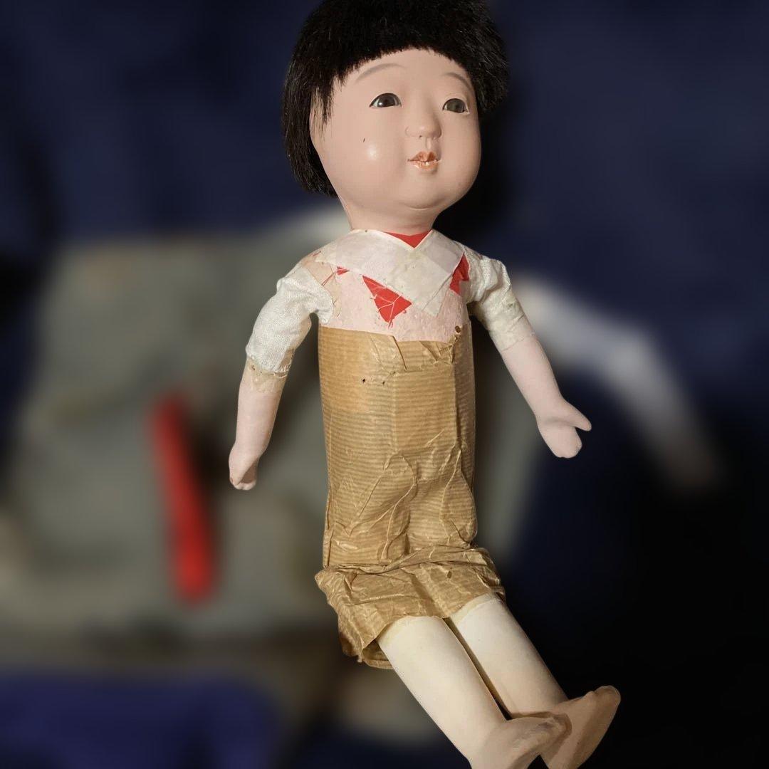 マ様おまとめ　市松人形　2体　男の子と女の子　鳴き　正絹縮緬着物