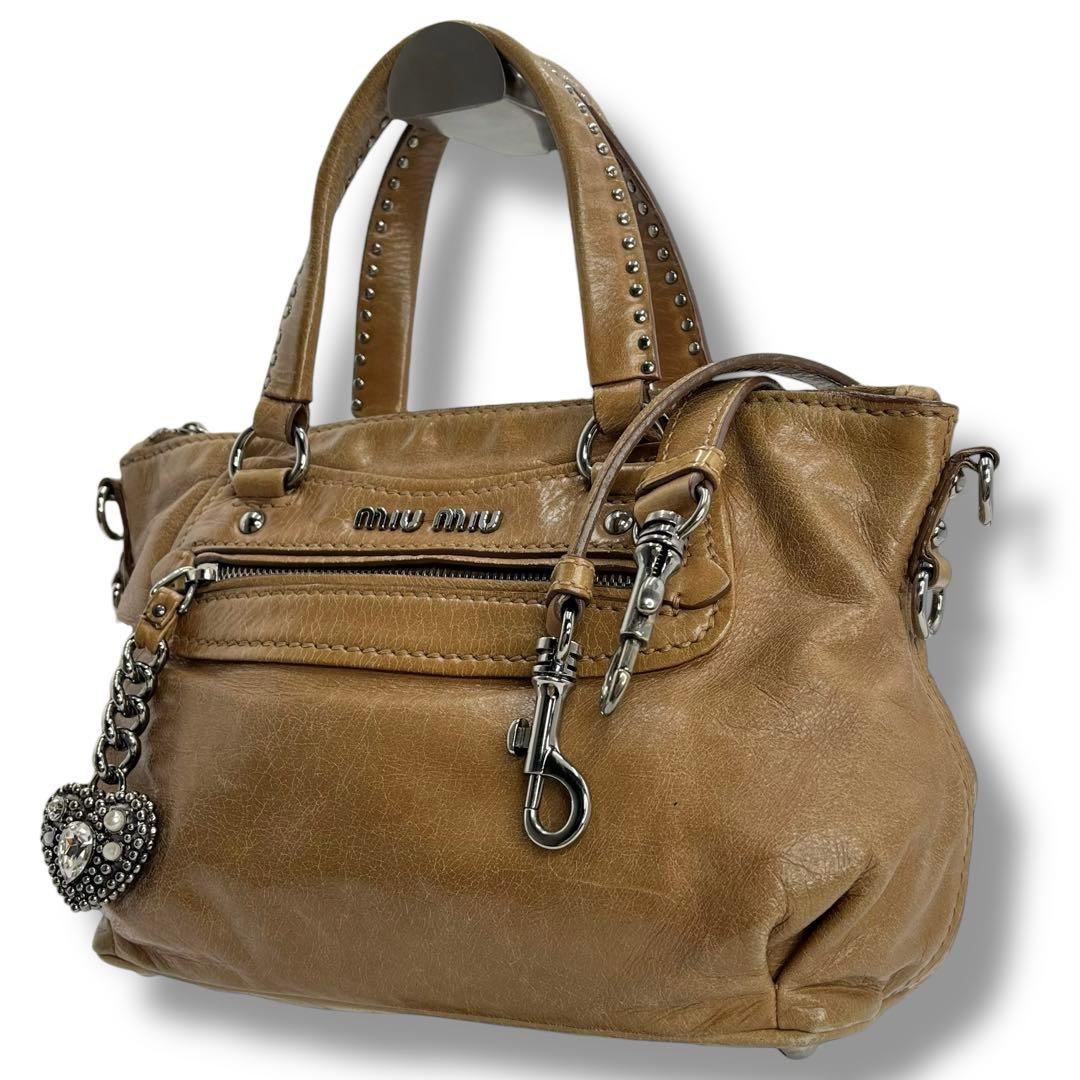良品 MIUMIU 2WAY バッグ archive レザー Y2K ブラウン