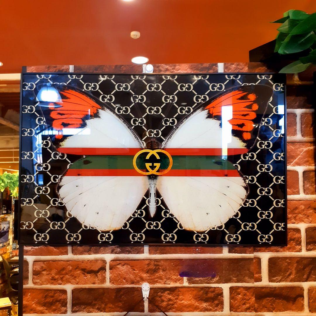 輸入雑貨　特殊強化ガラスアート　『GUCCI』　ミラーアート　60×40cm