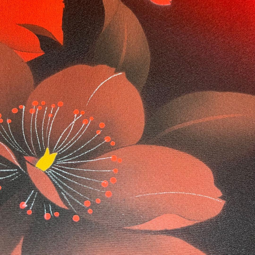 振袖　振り袖　成人式　フルセット　正絹　黒　赤　花柄