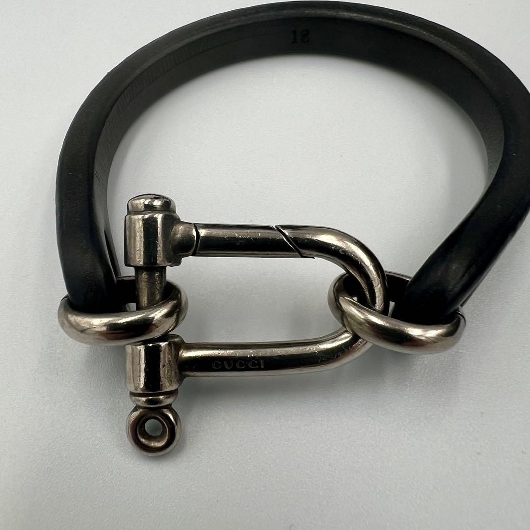 国内正規品　GUCCI グッチ ホースビットブレスレット シルバーレザー18号