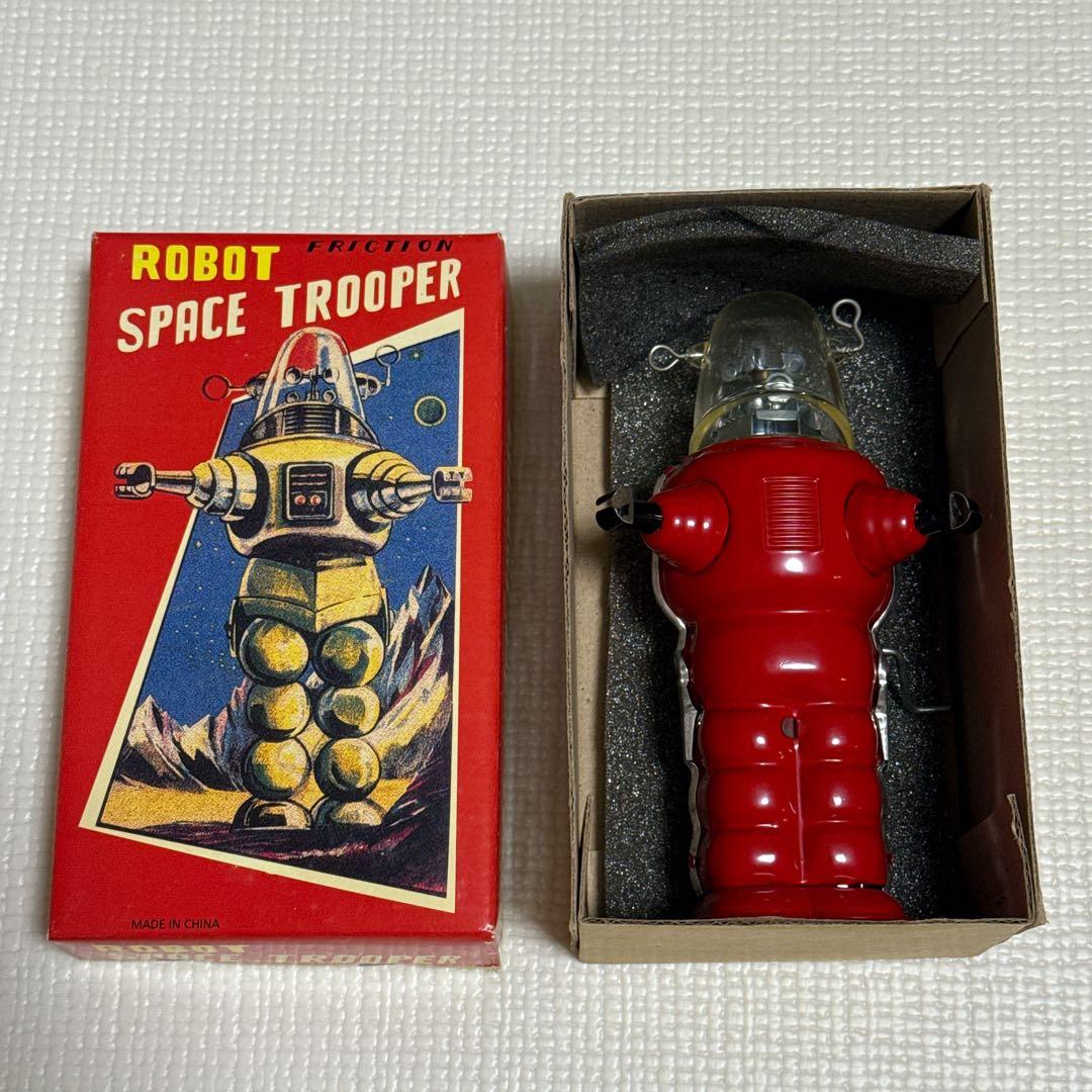 ロボット スペーストルーパー 赤　ブリキロボット