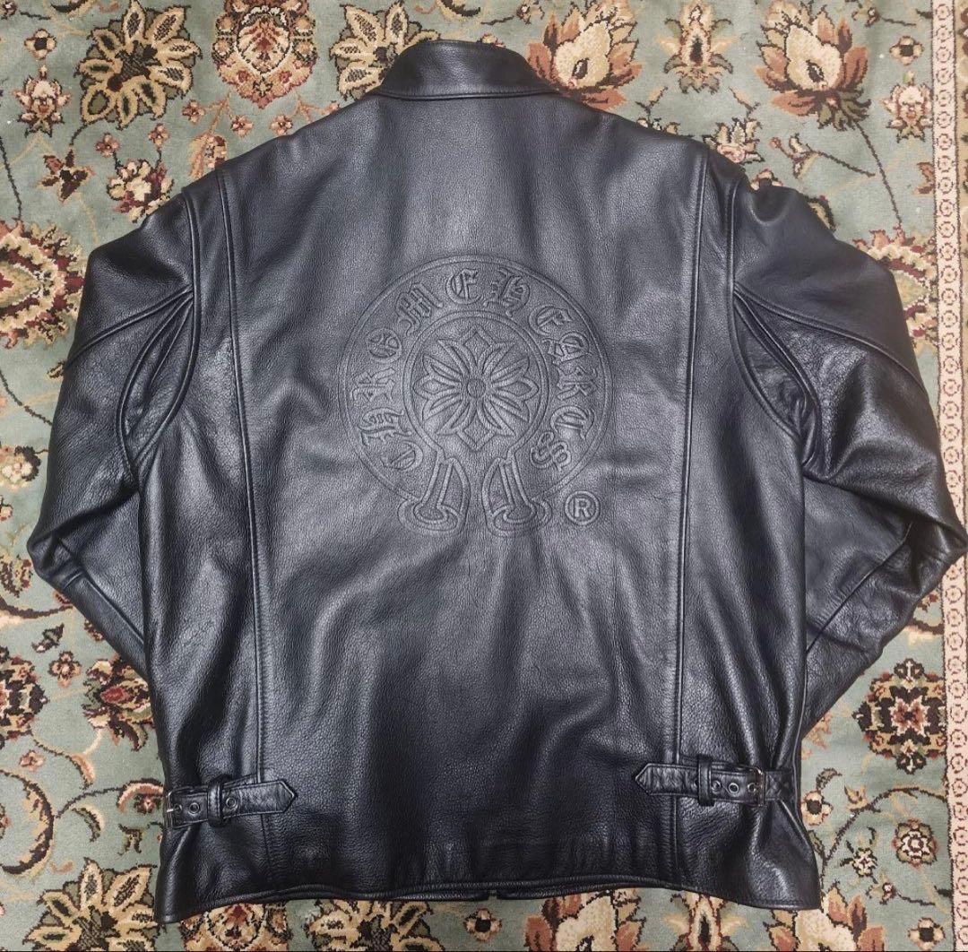 韓国製　クロスモチーフ　レザージャケット　M シングルライダース