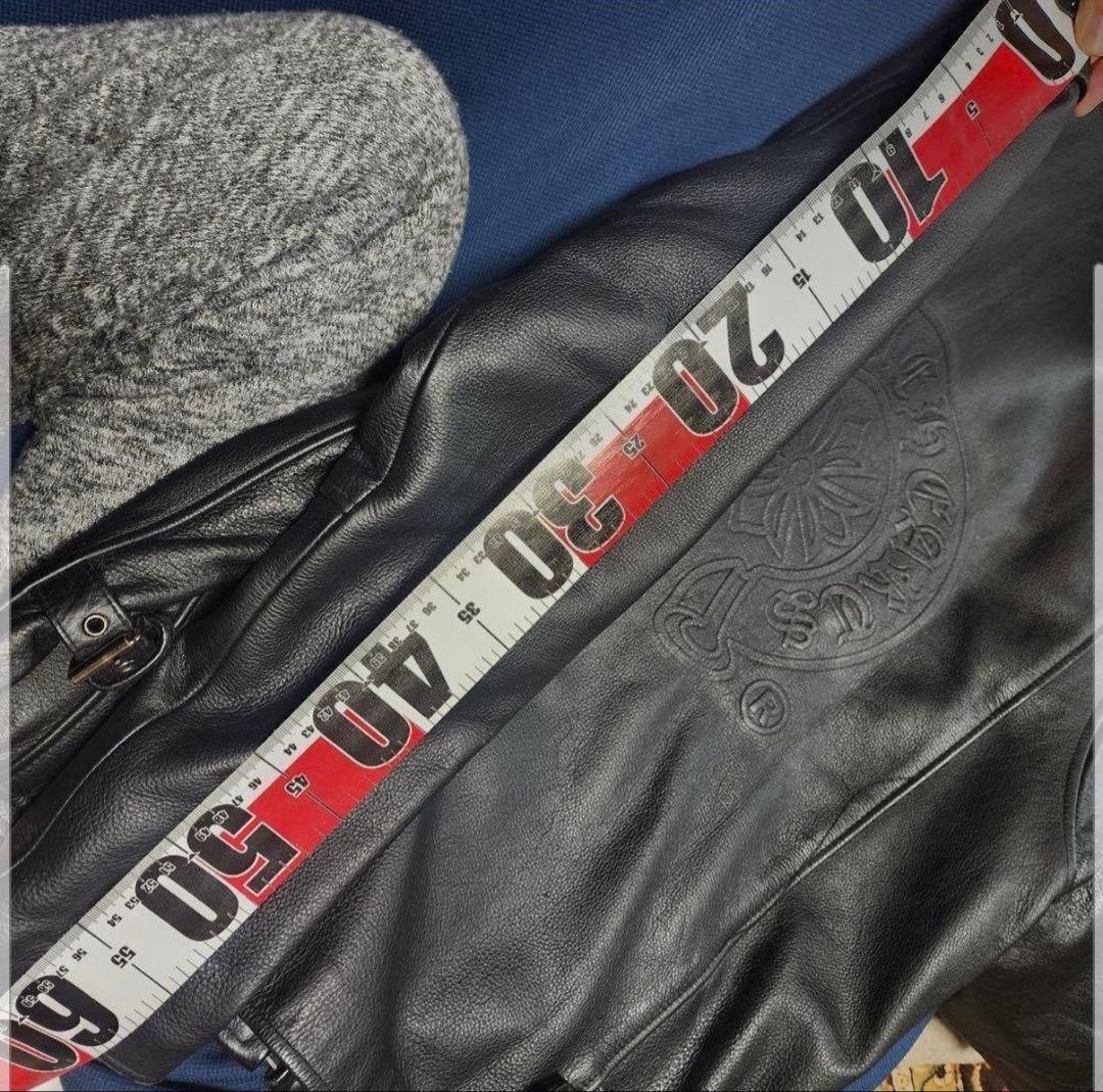 韓国製　クロスモチーフ　レザージャケット　M シングルライダース