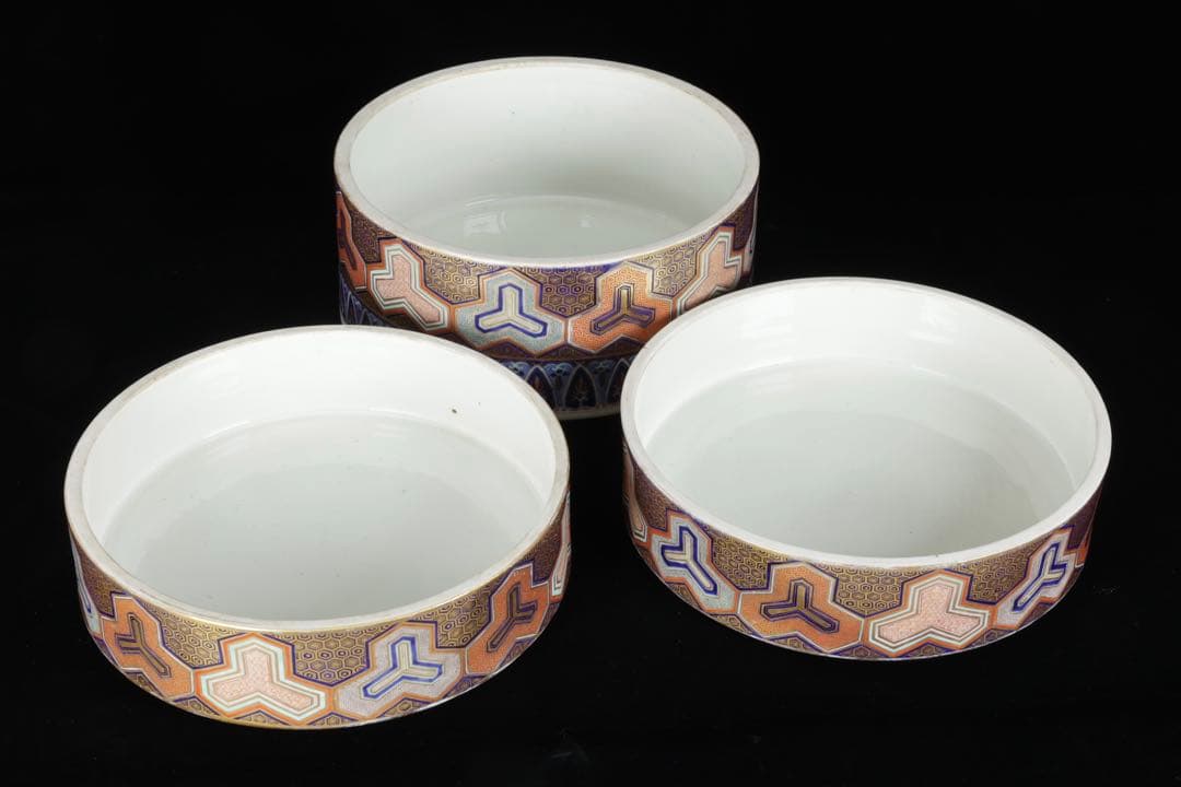 【希少古伊万里】金襴手龍文様三段重 重箱 豪華絢爛色絵金彩細工 古美術 骨董品