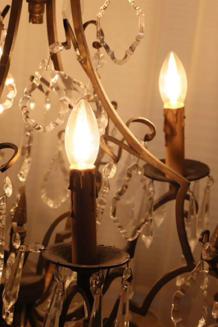 アンティーク　テーブルシャンデリア　4灯　ガラス