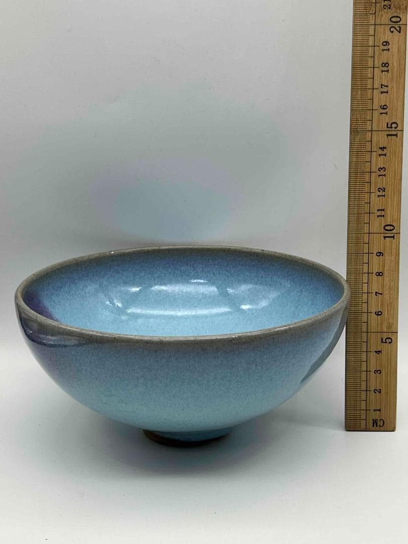 元時代　鈞窯　澱青釉紫斑茶碗　窯変釉　茶道具　水指　水差し(B-95)