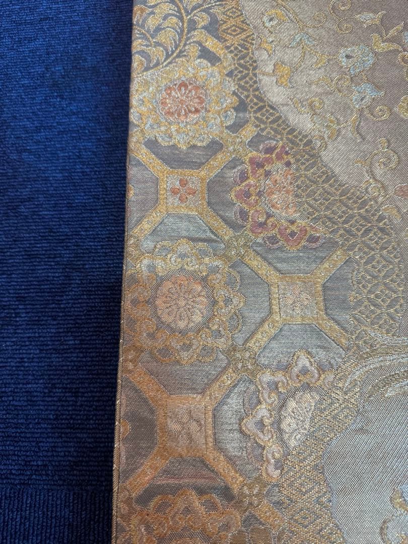 1928 袋帯 古代彫金紋  西陣織   金糸　高級上質上品　約440cm未使用