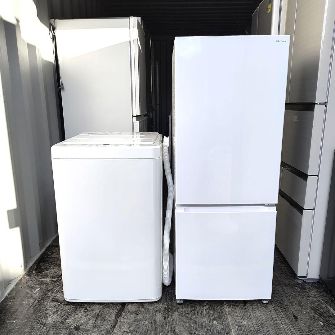 42運搬取付無料！シンプルホワイト・REFAGE冷蔵庫RORO洗濯機2台セット！