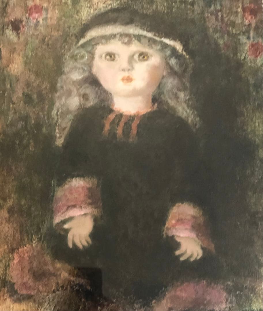 人形　藤島君子油絵　洋画家　肉筆画　銘入り　ドール　油絵