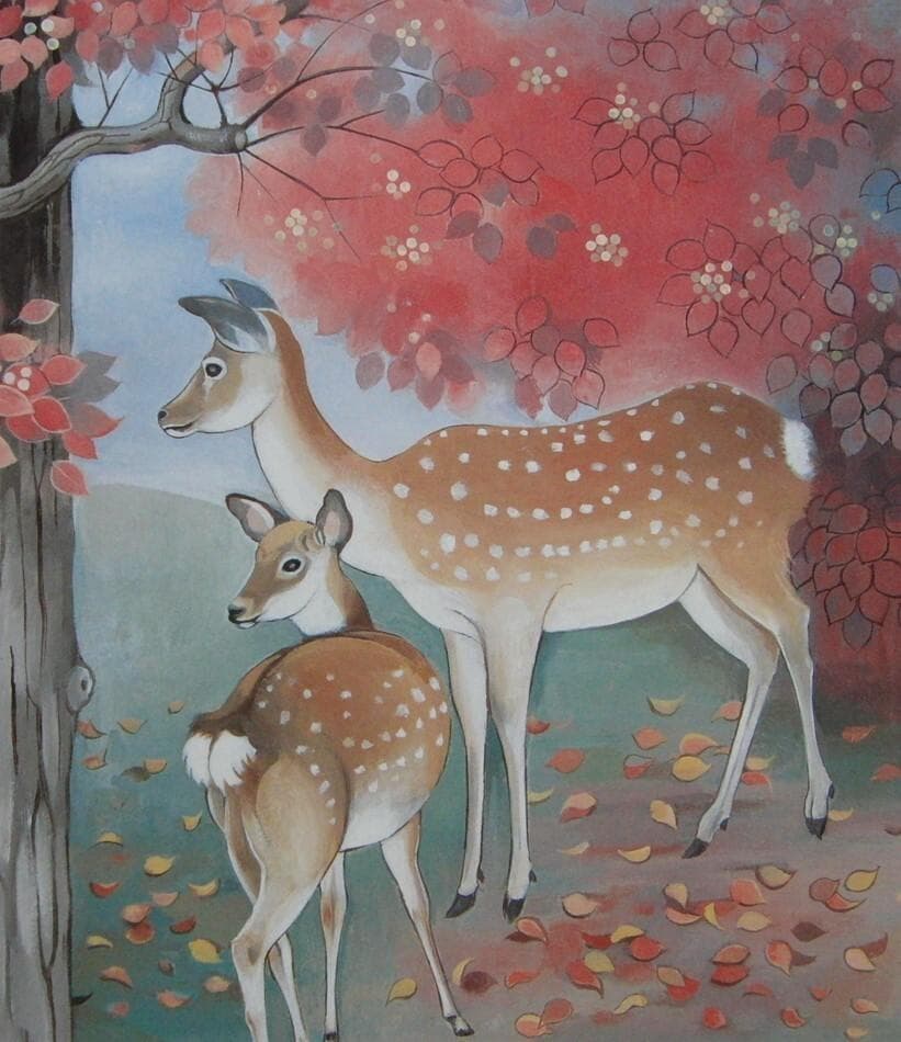 小峰紀子、【ナンキンハゼ燃ゆる】、希少な額装用画集より、厳選、新品額装