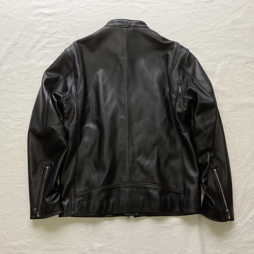 B&Y ラムレザー シングルライダースジャケット ブラック XL