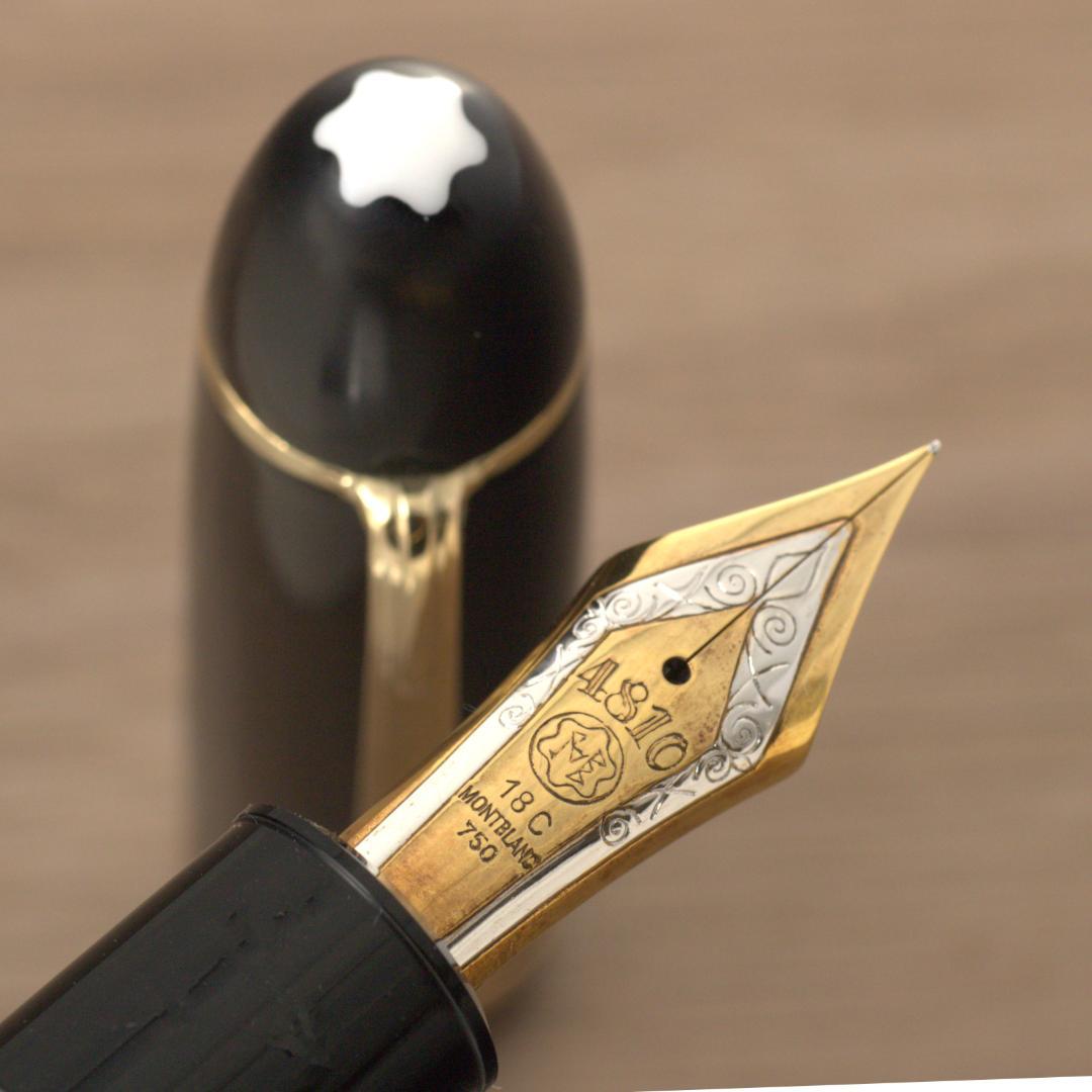 ★美品★　モンブラン　万年筆　149　18C　三帯　F　エボナイト芯　箱インク