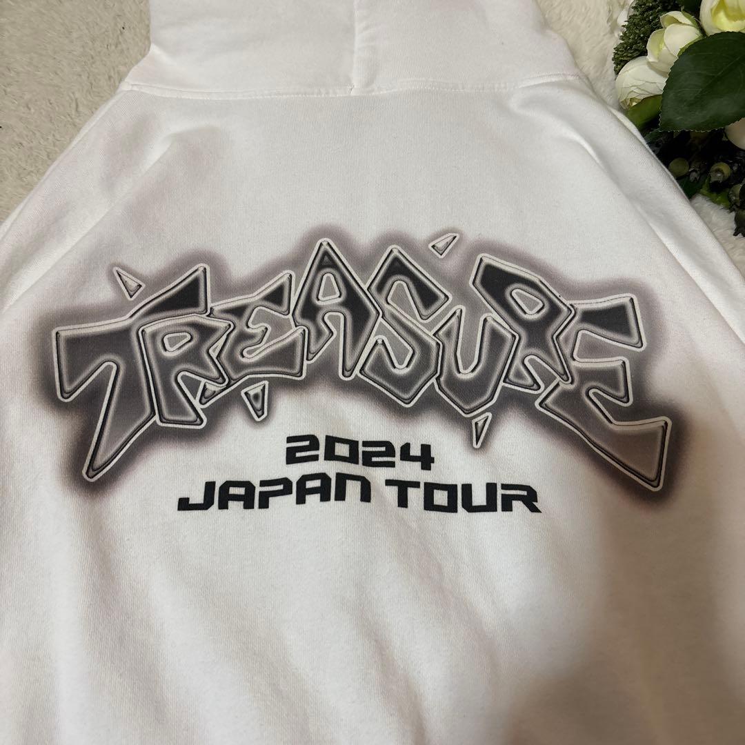 TREASURE REBOOT ホワイト ジップアップ フーディ パーカー M