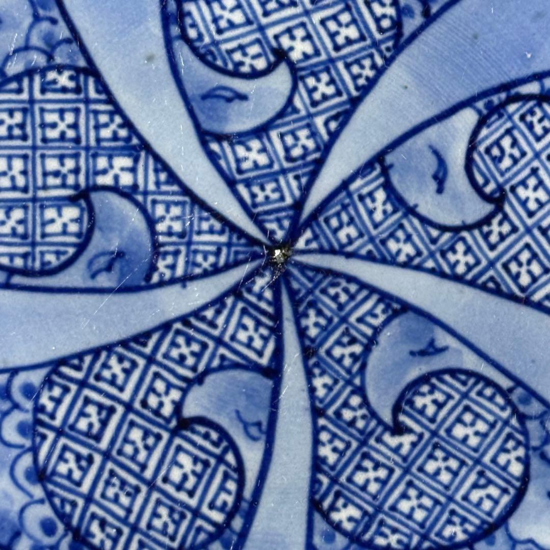 明治時代　大日本　肥碟山　山口製　染付祥瑞丸文様鉢　銘有り　直径26cm　名品