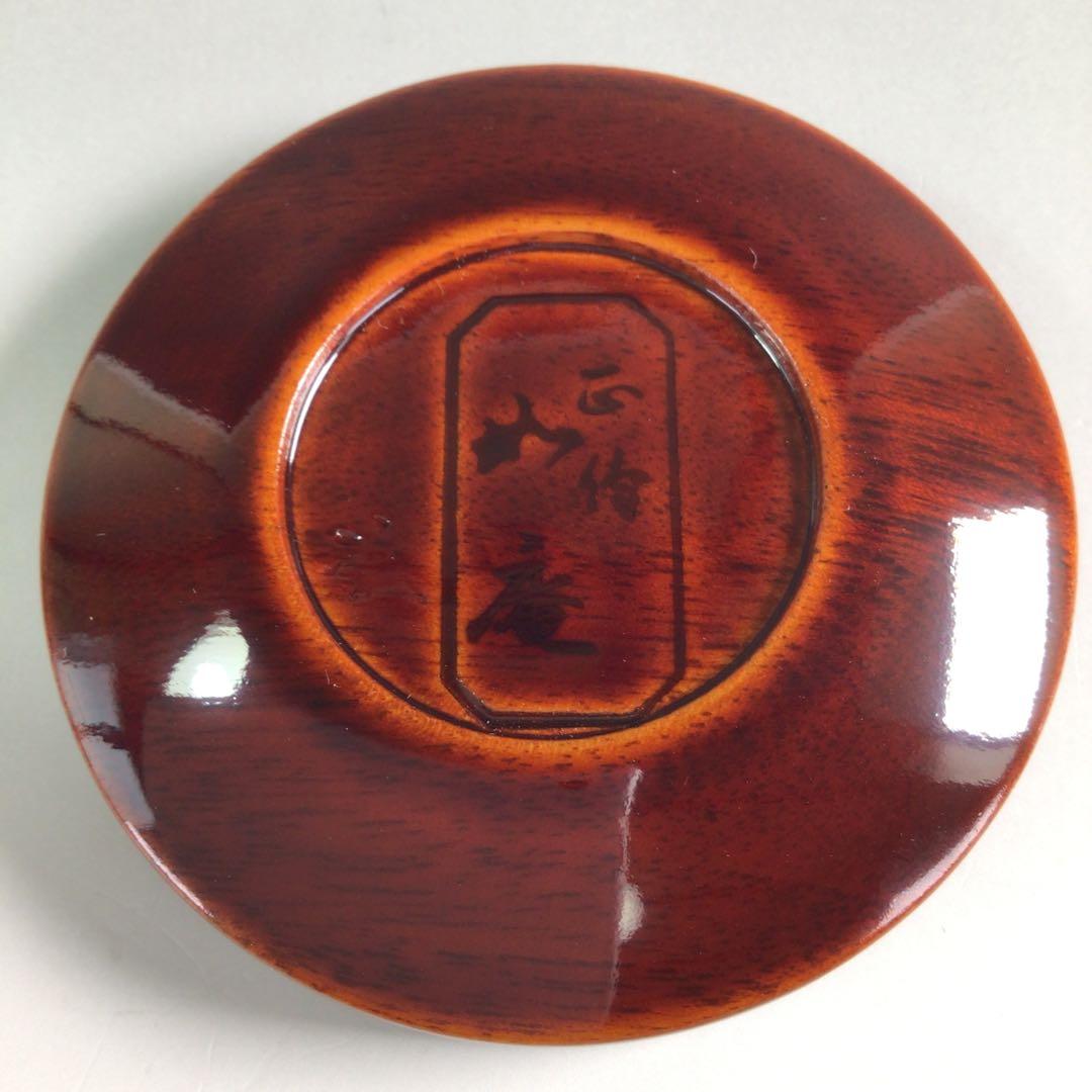 Ｒ１３０　香合　『指物師　稲尾誠中斎作』『溜塗』『余木』『丸香合』　共箱　茶道具