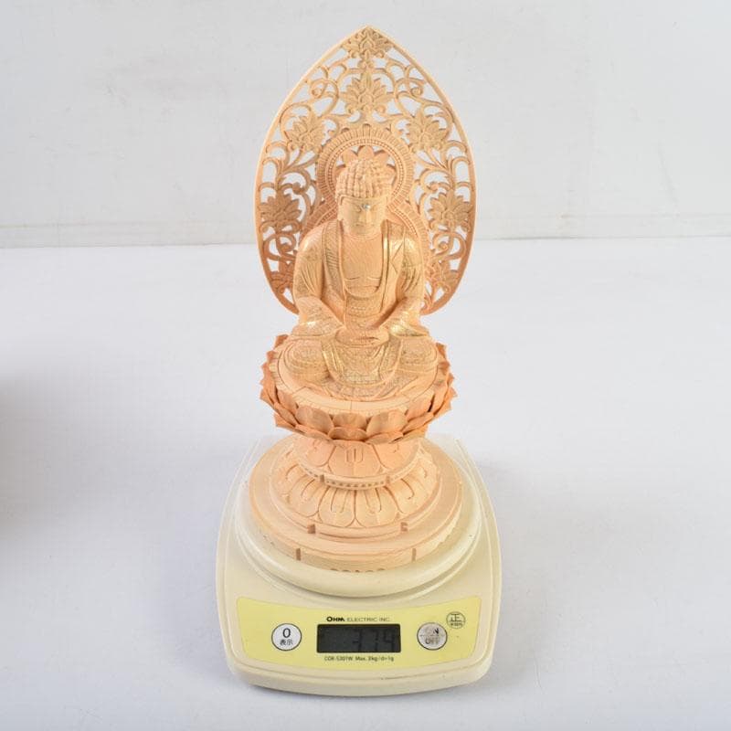 仏教美術　桧彫刻　釈迦如来座像　仏像　蓮華台　C　8982