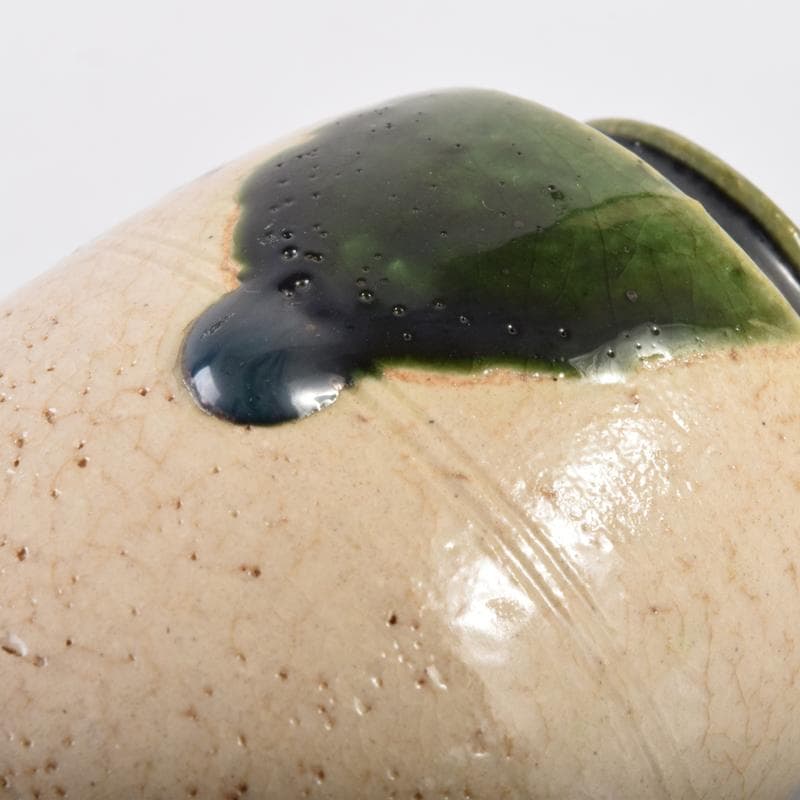 茶道具　瀬戸赤津焼　織部焼　山口正悟作　肩衝茶入　仕覆付　共箱　V　7081