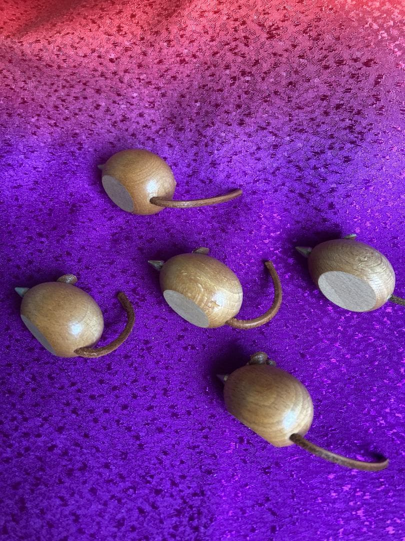 木製 ねずみ オブジェ 5体 セット ネズミ mouse レトロ