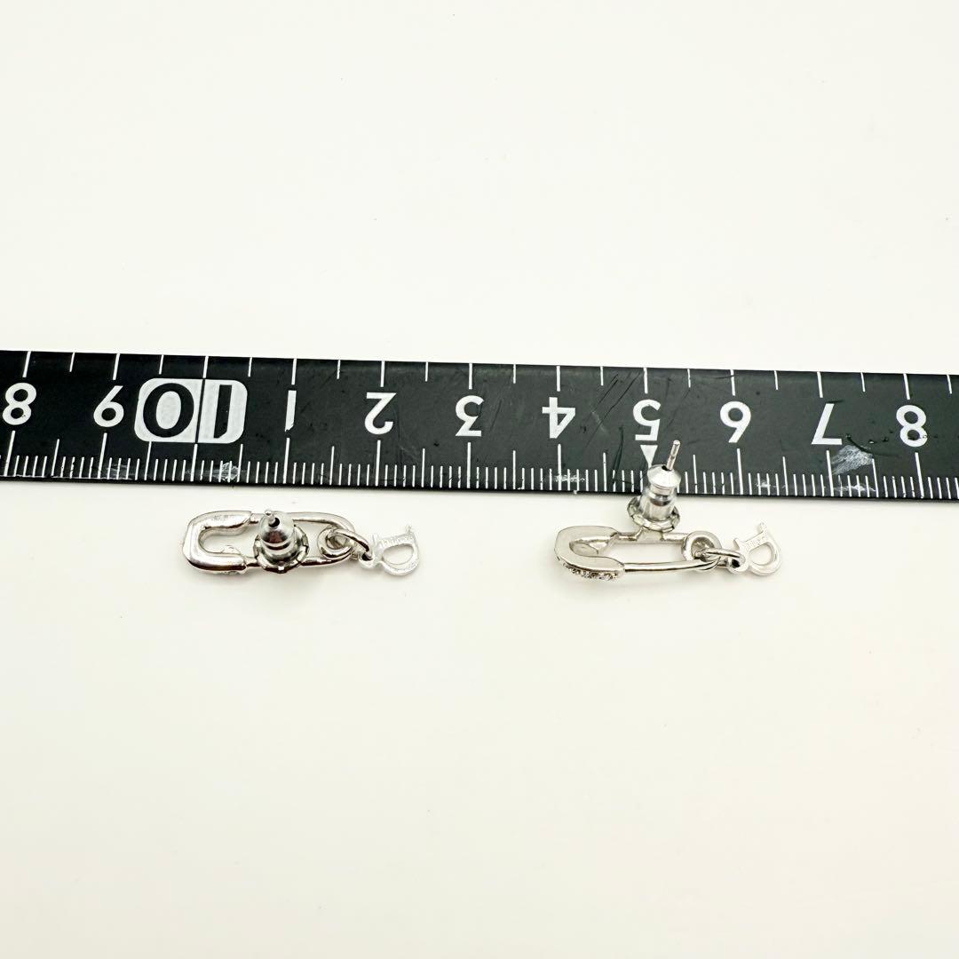 【美品】Dior ディオール　ピアス　クリップモチーフ　ライトストーン　シルバー