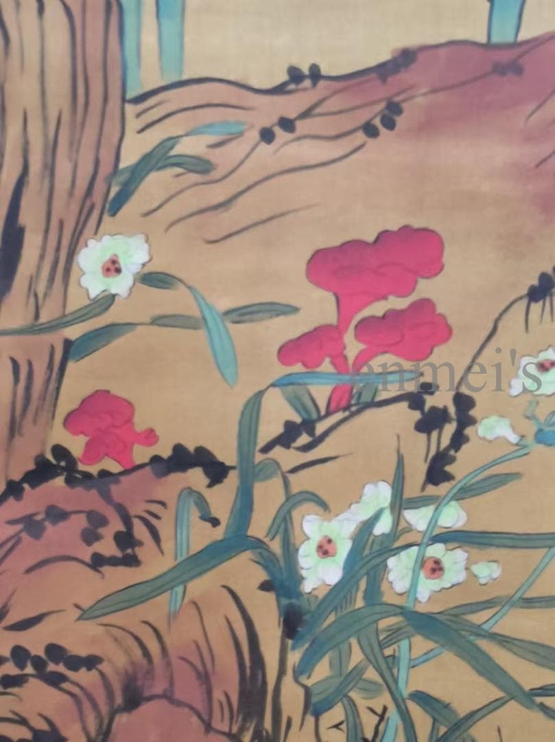 中国古美術 清代 余省作款 竹と鳥の絵画 絹本 四尺 手描き 掛軸 中堂画 肉筆