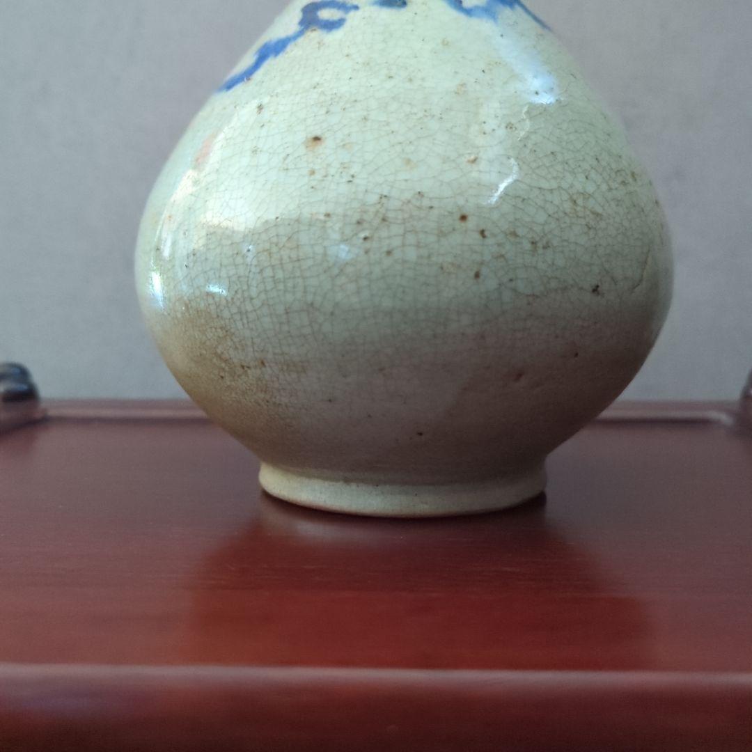 朝鮮古美術　骨董品　古道具　高麗李朝　染付　青磁貫入　大徳利　花瓶　飾り壺