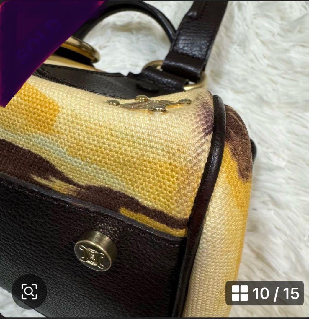 【激レア】　セリーヌ　ハンドバッグ　レザー　キャンバス　CELINE