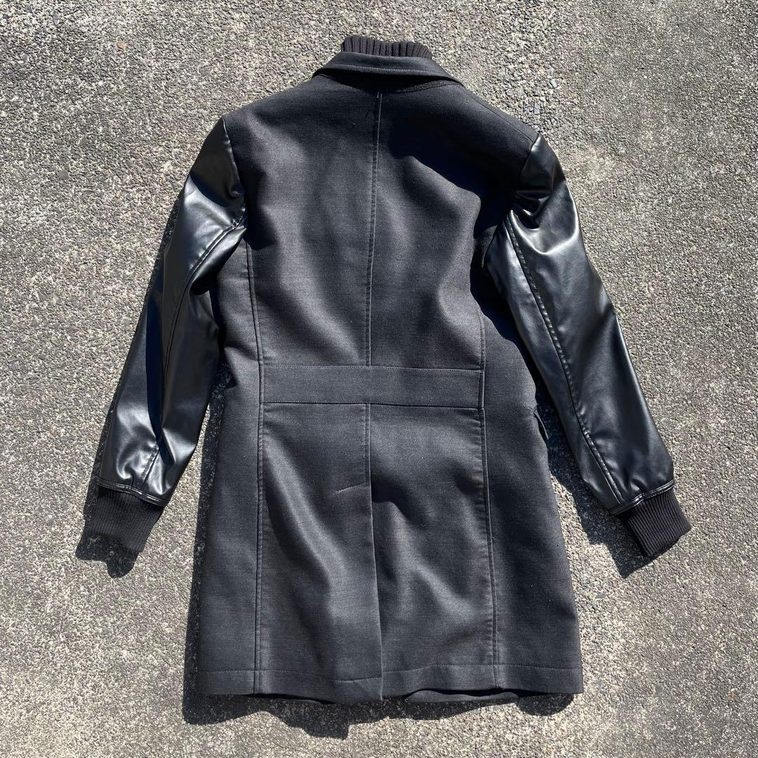【うんまか仙人】\"ZARA MAN\" レザー切替コート 2way ブラック