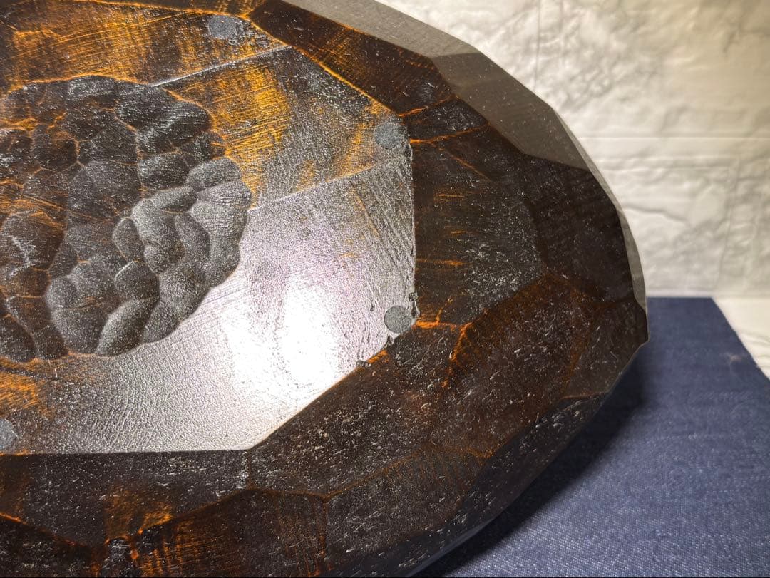 稀少★老松 古材 刳り貫き 楕円盆 煎茶道具 詫び寂 銘入り 33cm 職人技