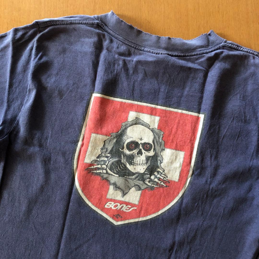 90s パウエル　USA製　Powell 覗きボーンズ Tシャツ S