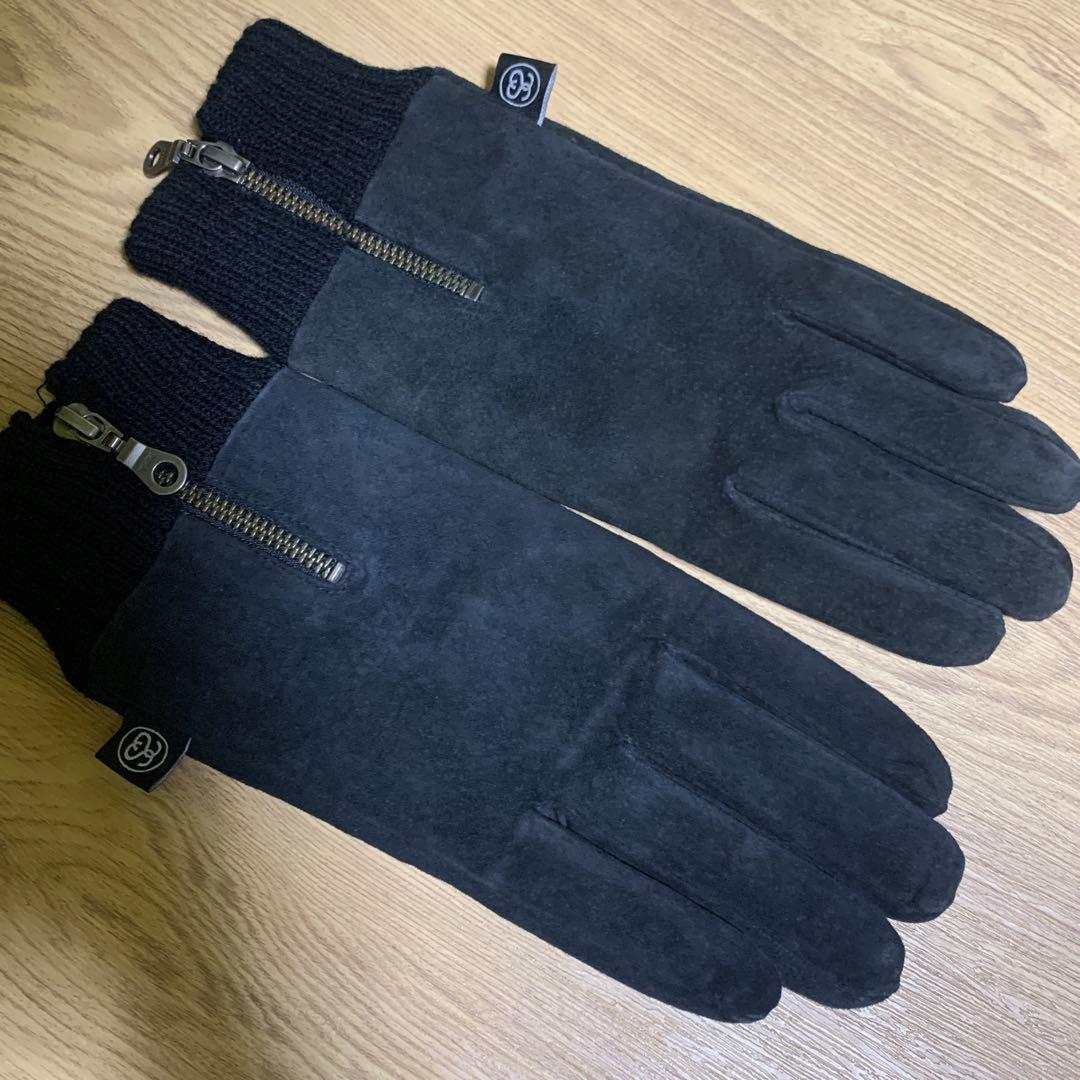 old stussy 手袋 ss link シャネルロゴ ブラック レザー