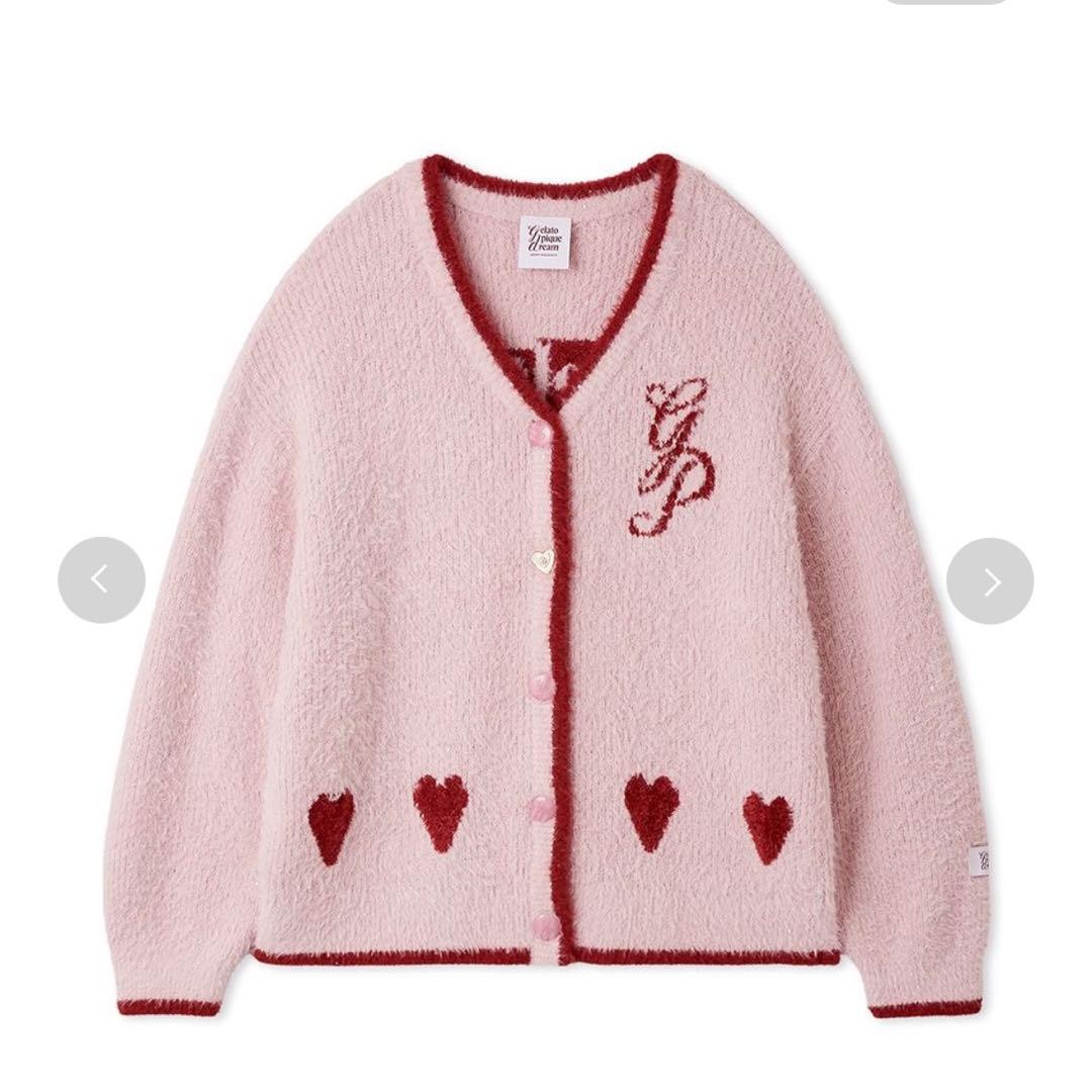 ジェラピケ　ホリデー　ラメフェザーカーディガン　上下セット　ハートカーディガン