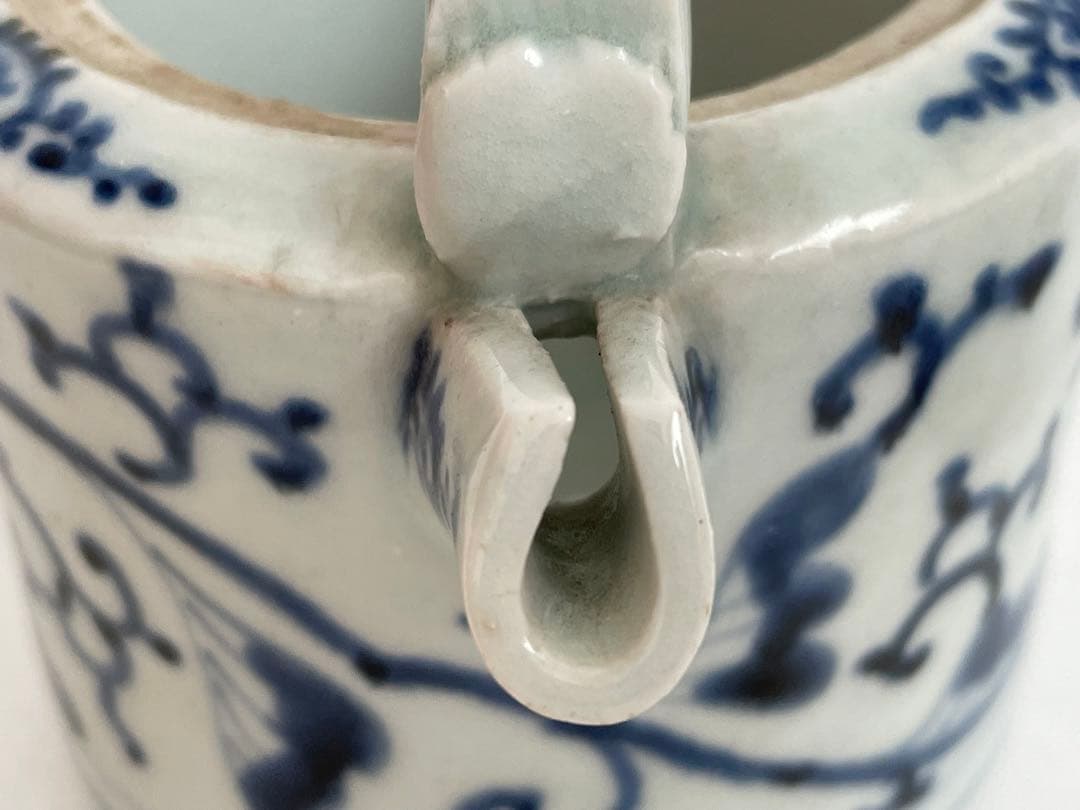 骨董　アンティーク　古伊万里　染付　花唐草文様　銚子　酒器　注器　ポット　急須