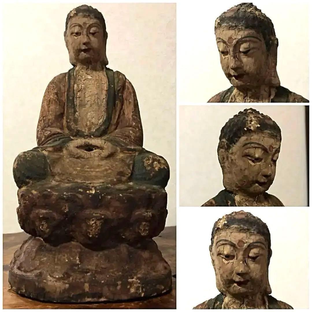 仏教美術 彩色 釈迦如来像 老木 仏像 鎌倉〜江戸期 古玩