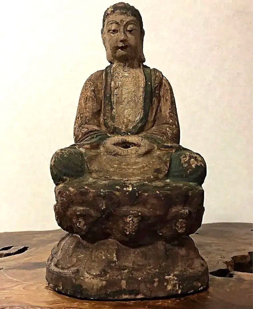 仏教美術 彩色 釈迦如来像 老木 仏像 鎌倉〜江戸期 古玩
