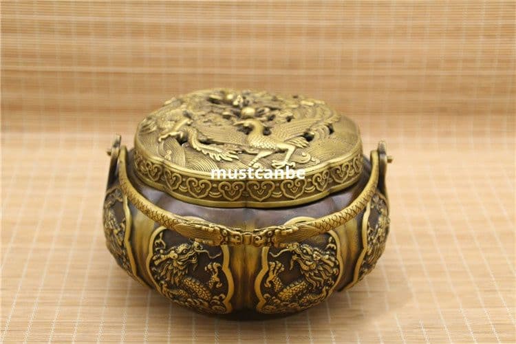 銅器 香炉 龍鳳手炉 提手炉 暖手炉香道具 工芸品 置物
