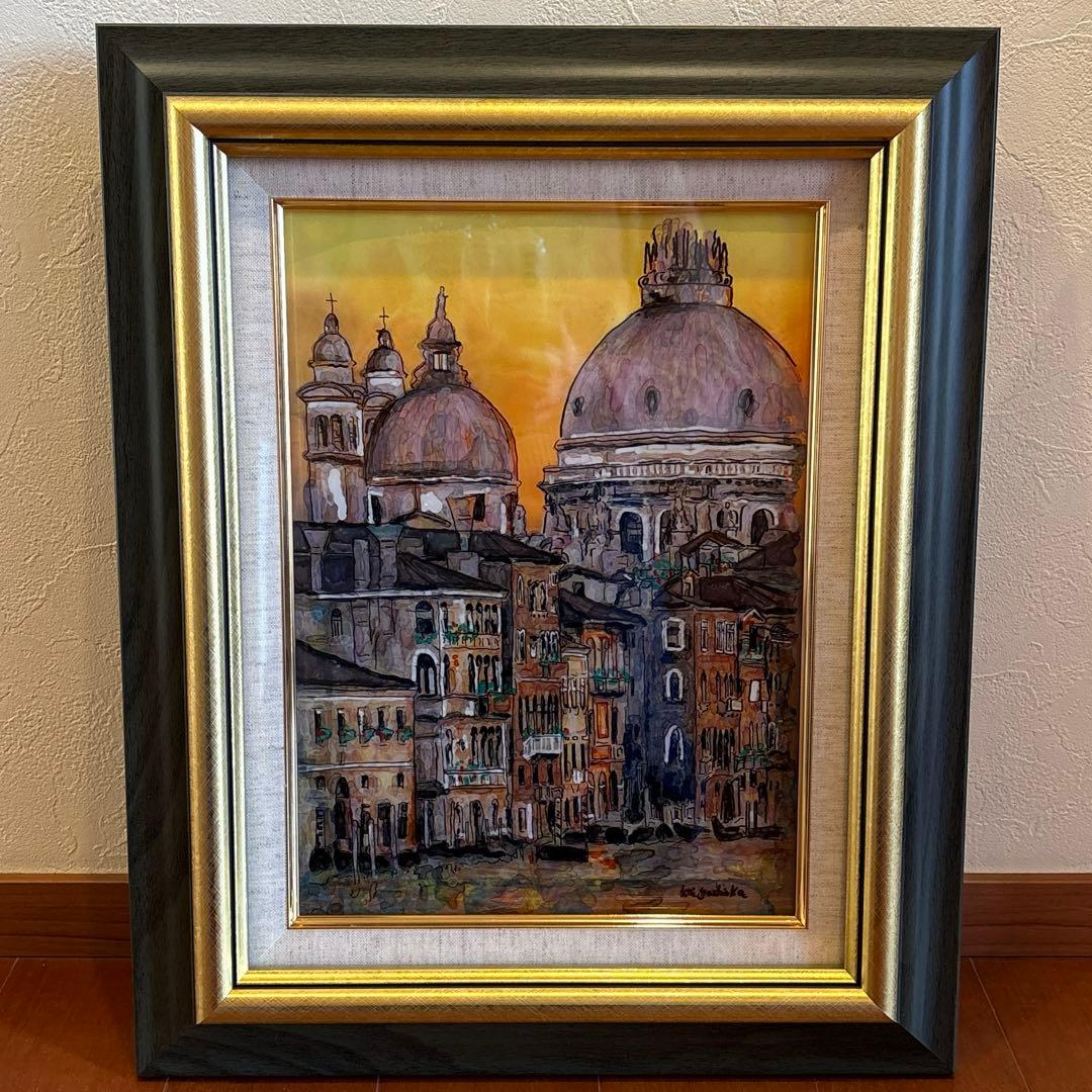 イタリア ヴェネツィア 運河 サンタ・マリア 風景画475×385mm水彩画？