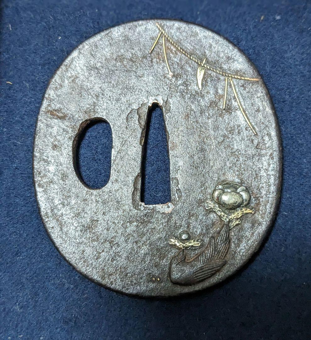 高級日本刀鍔！保存状態抜群！花の絵！