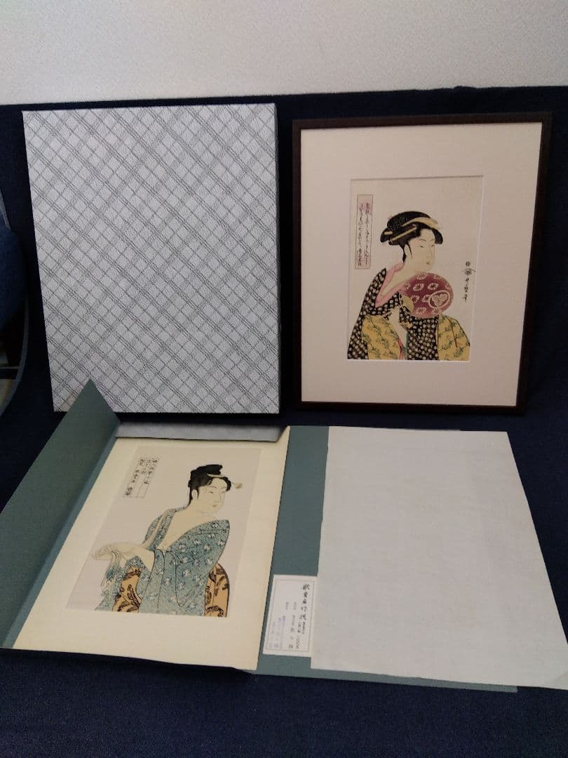 2026.1/31まで喜多川歌麿名作撰の中の2枚1組　復刻浮世絵　新品額1面付き
