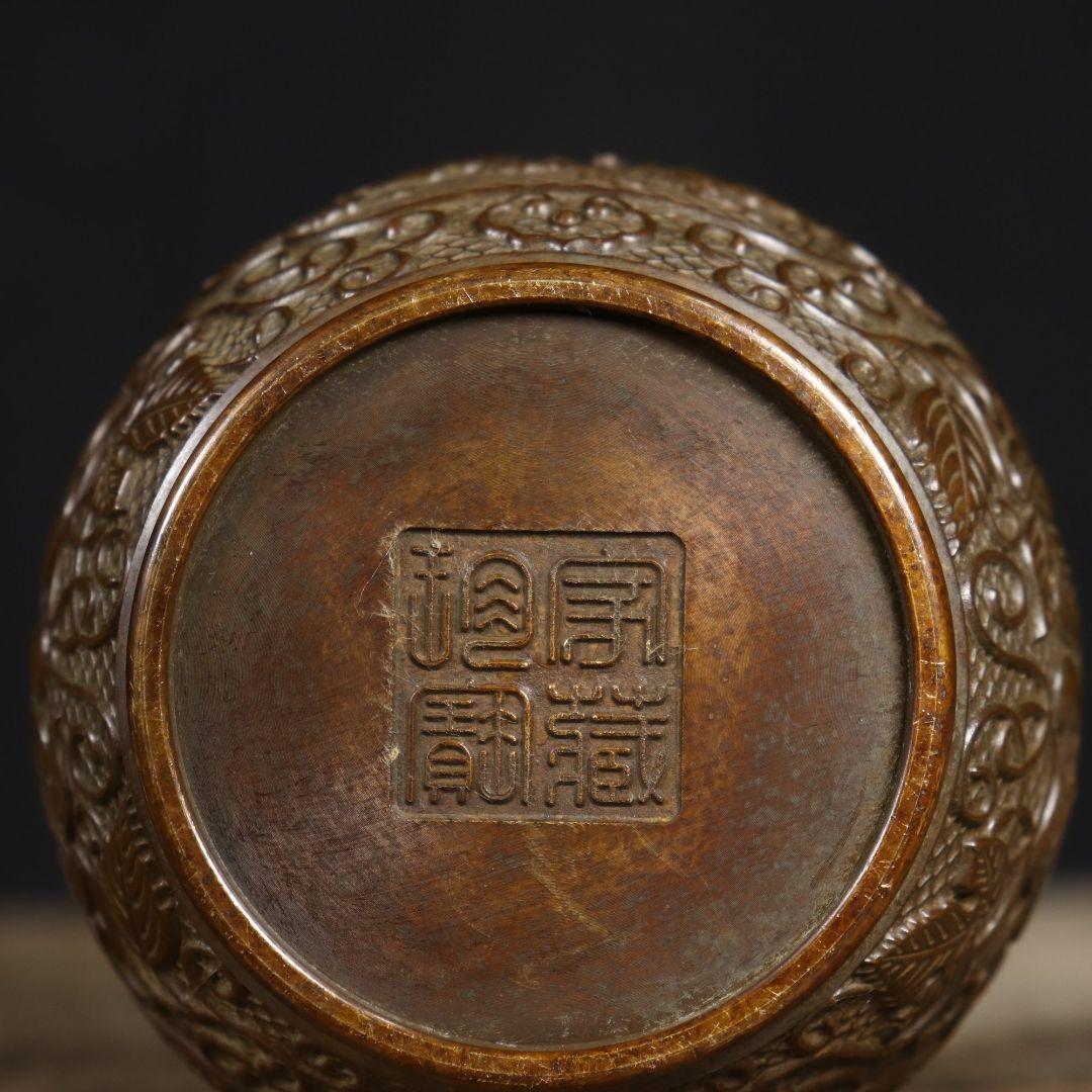 銅 細工 龍鳳茶壺 茶道具 香道具 装飾品 工芸品 置物