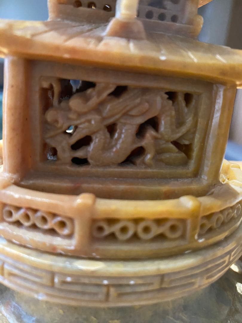 骨董品　香炉　お香　石彫　龍