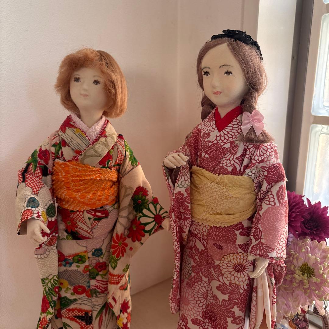 手作り着物人形セット 2体