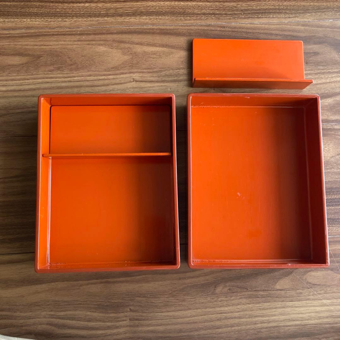 昭和十八年製 木製重箱 漆 金属ハンドル付き