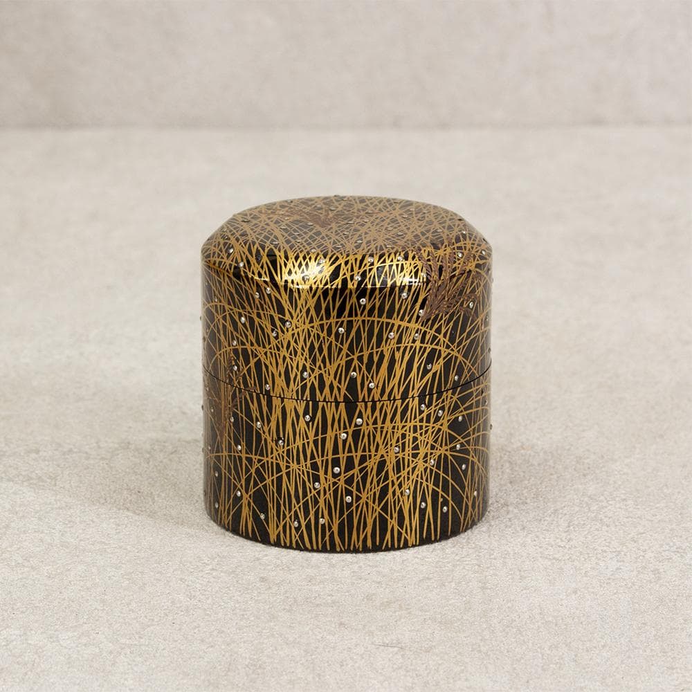 塗師 常寛 淡々斎書付 花押 面中次 嵯峨野蒔絵 棗 茶器 茶道具 木箱