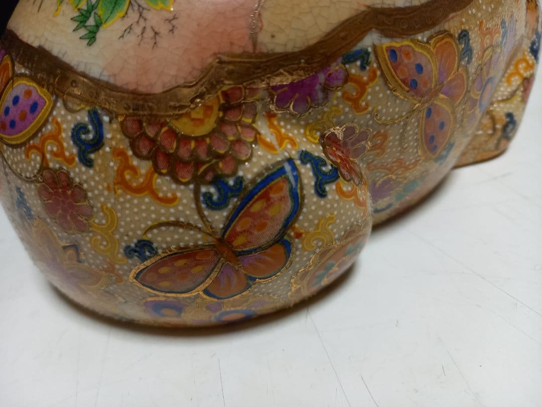 薩摩焼　眠り猫　浮世絵　美人画　古美色　大き目　サイズ　美品