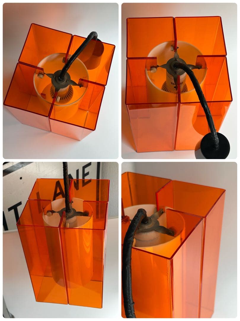 ヴィンテージ　アクリル　オレンジ　ペンダントライト　ナショナル　照明　昭和レトロ