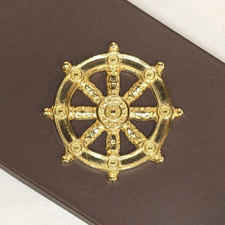 【フォロー割・新品】 輪宝　木製　約9.9cm　3寸　金箔　宗派紋　定紋　法輪