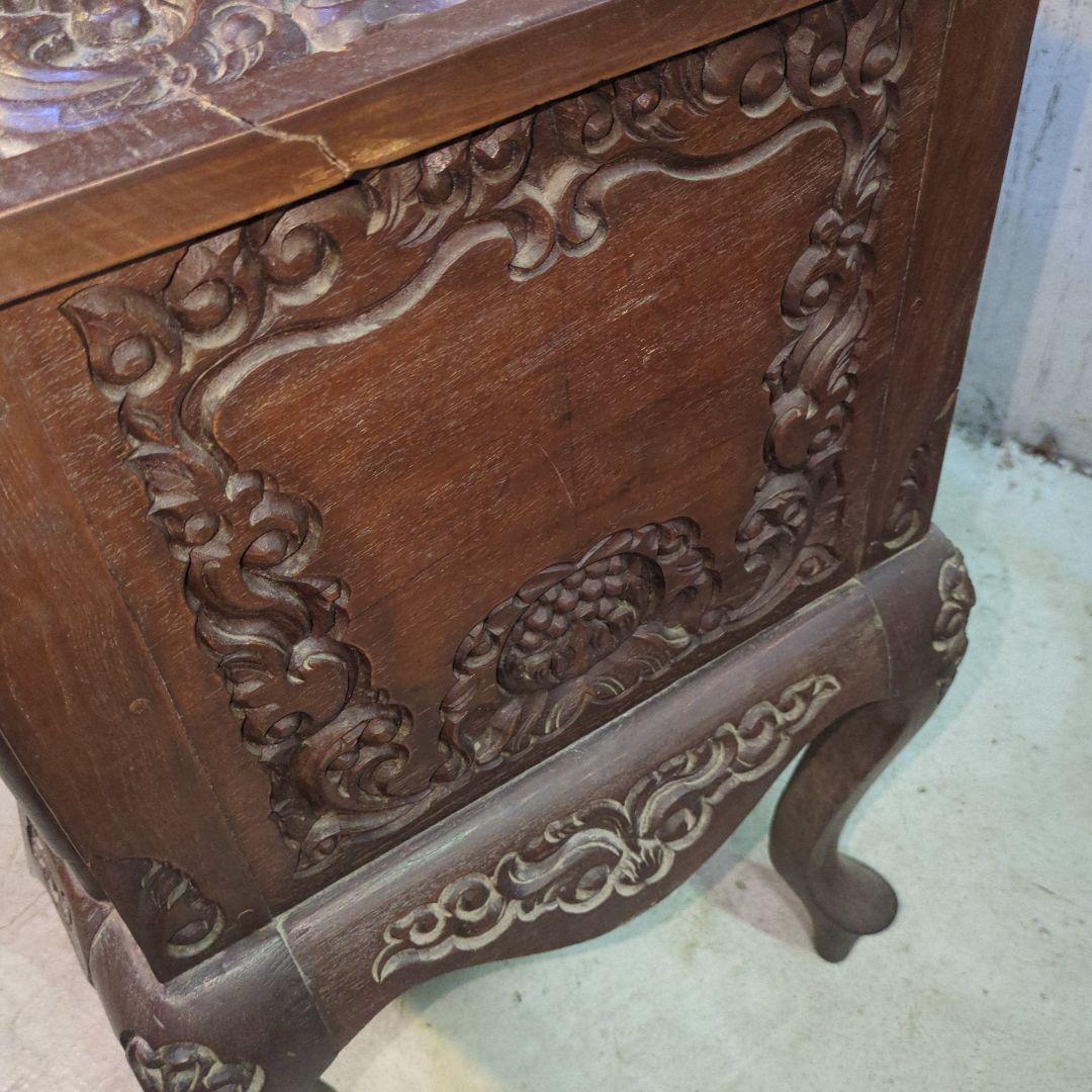 ヴィンテージ 木製彫刻 猫脚 キャビネット ダークブラウン