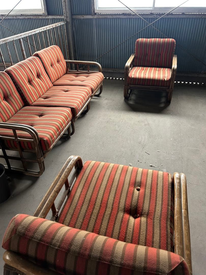 ラタン　ソファセット　籐　ミッドセンチュリー