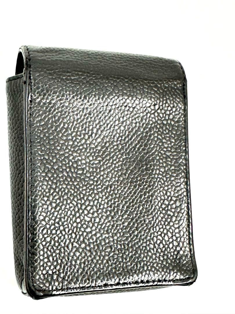【美品】CHANEL シガレットケース　キャビアスキン　ブラックレザー